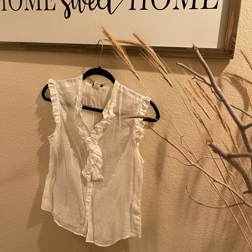 J. Crew White Sheer Top Sz 4